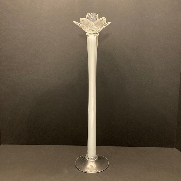 Murano Style Candle Holder Tall Daffodil Flower‎ 16.5